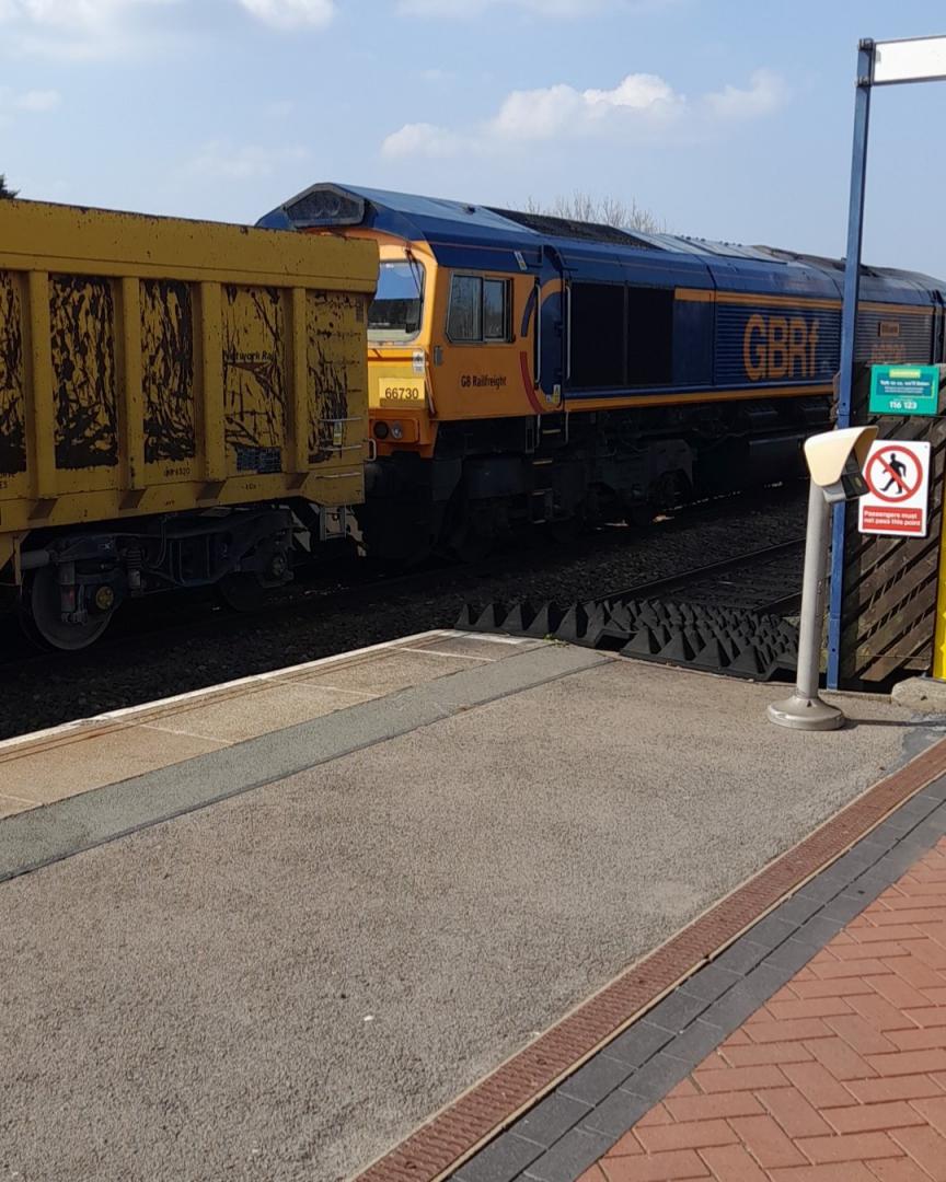 Charlie Wells on Train Siding: Lovely class 66 going through Sileby station (East Midlands, UK). Perfectly matching the yellow on the locomotive and the cars.