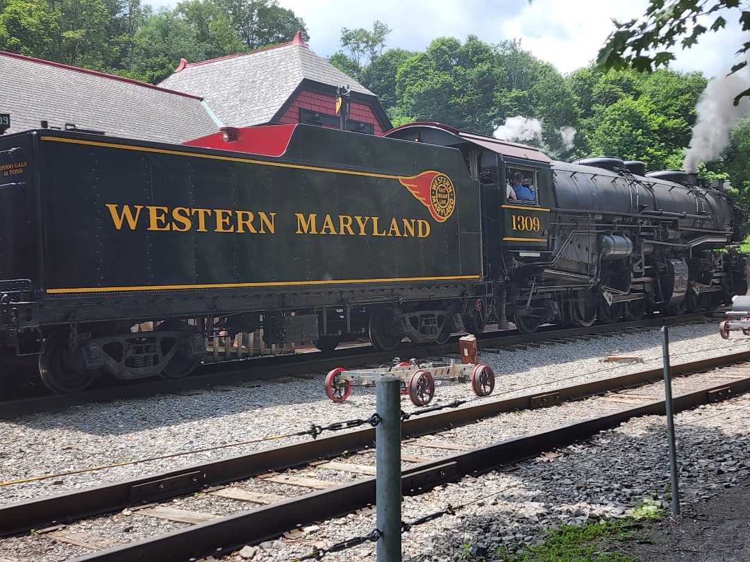 Calvin Walters on Train Siding: Western Maryland Senic Railroad 1309 at the Frostburg depot, in Frostburg Maryland on July 17.