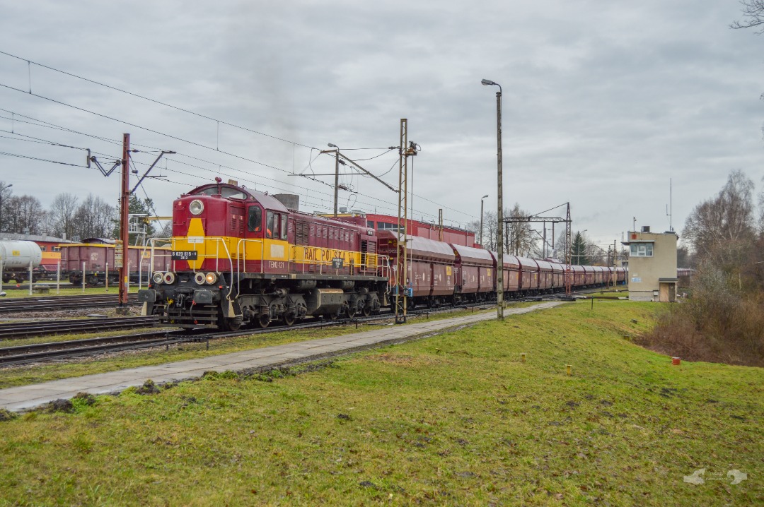 Adam L. on Train Siding: An Rail Polska (Rail World) owned, TEM2 Switcher numbered 121 heads west towards the nearby "Synthos Agriculture" Chemical
Plant located in...