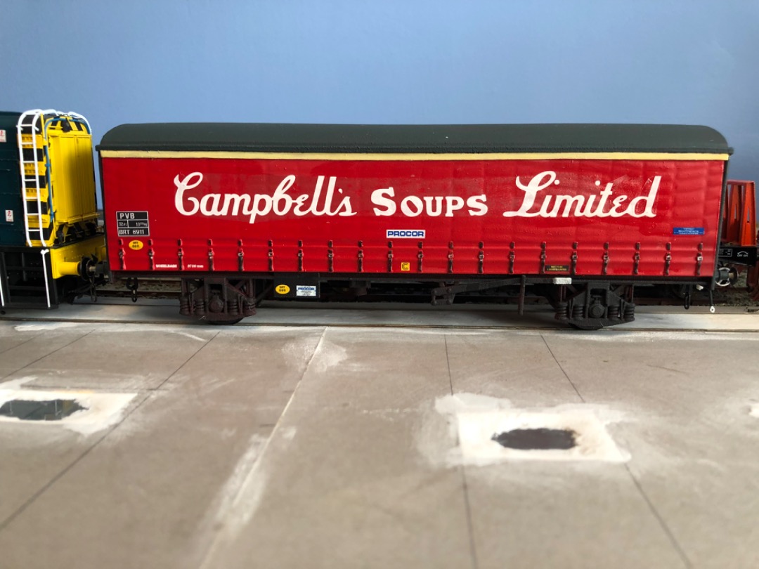 Paul Rowlinson on Train Siding: This is my Campbell's soup wagon in O Gauge. It's a largely 3D printed model from BRBlue through Shapeways