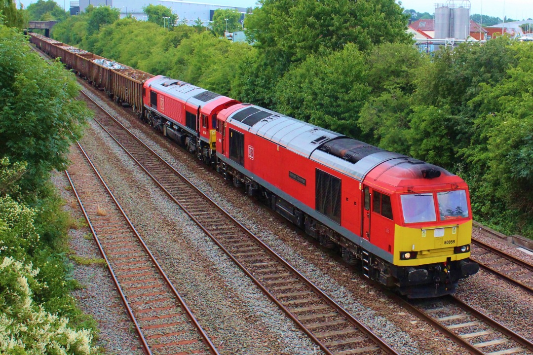 Jamie Armstrong on Train Siding: 60059 & 66134 working 6V81 Masborough Freight Depot - Cardiff Tidal Seen Passing SunnyHill Loop , Derby