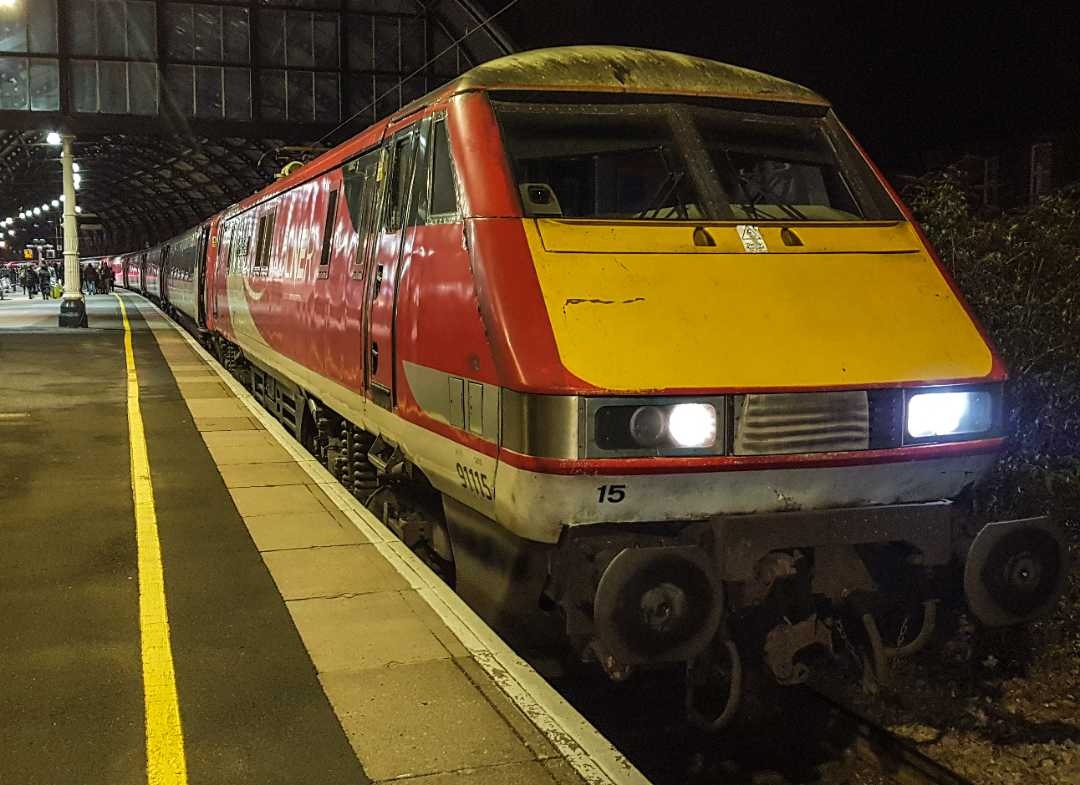 Josh Armstrong on Train Siding: 91115 at Darlington, before powering up whilst operating a service to Newcastle in February