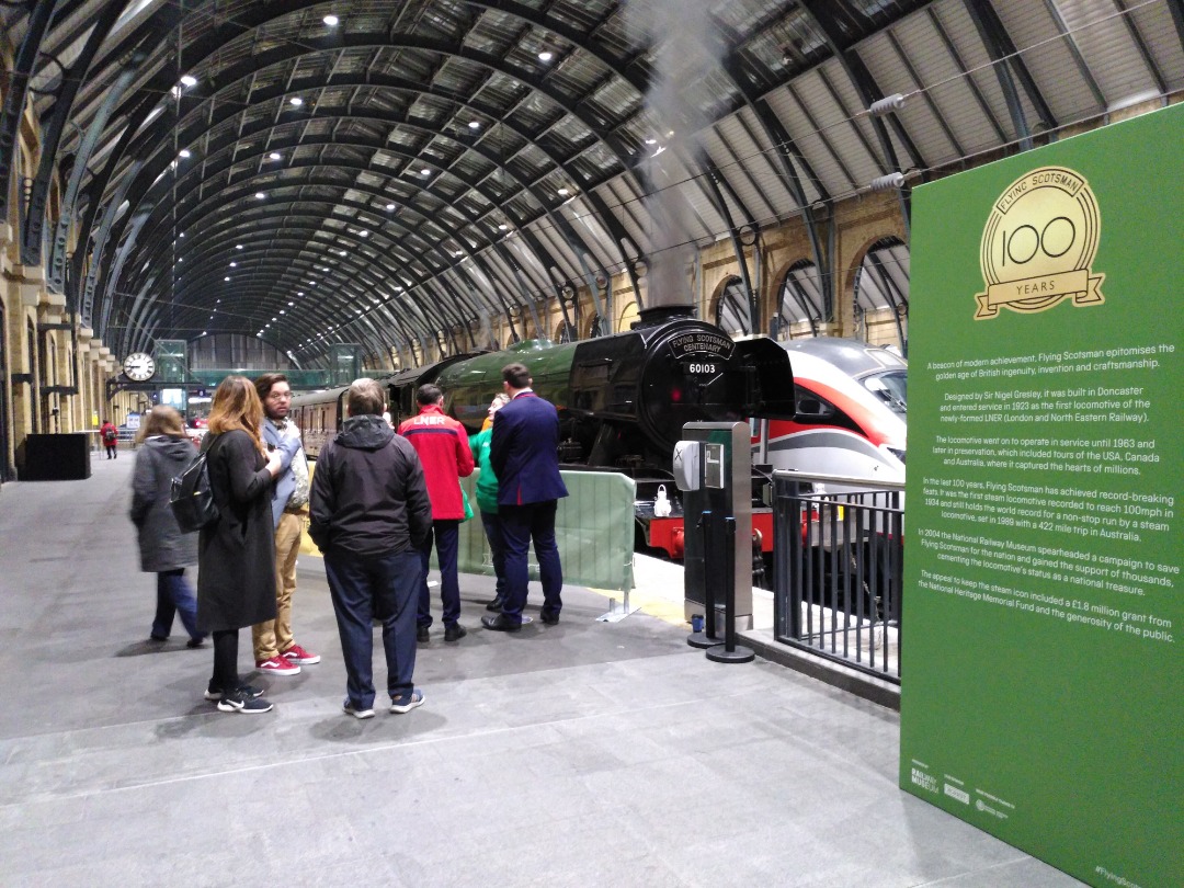 Rafael on Rails on Train Siding: Commemorating the centenary of The Flying Scotsman, 60103 at King's Cross Station. Visiting all the way from the National
Railway...