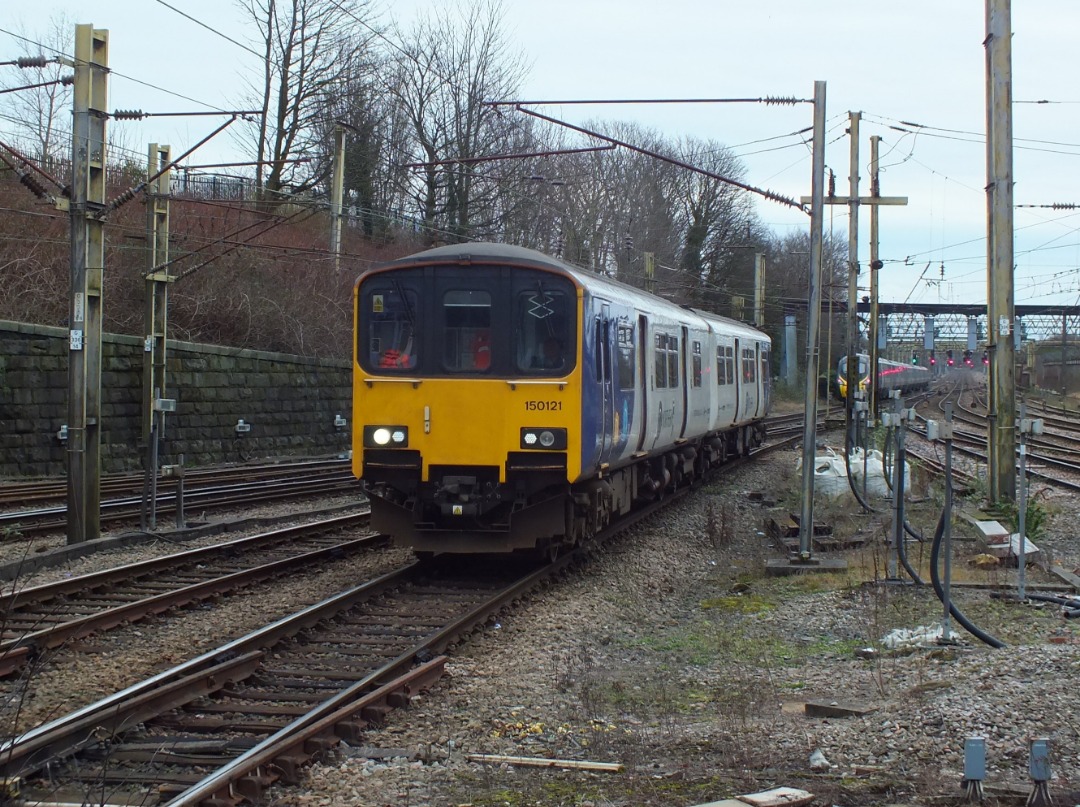 Whistlestopper on Train Siding: Northern class 150/1 No. #150121 arriving into Preston on Tuesday 13th February 2024 working 2N87 1252 Colne to Preston. The
unit would...