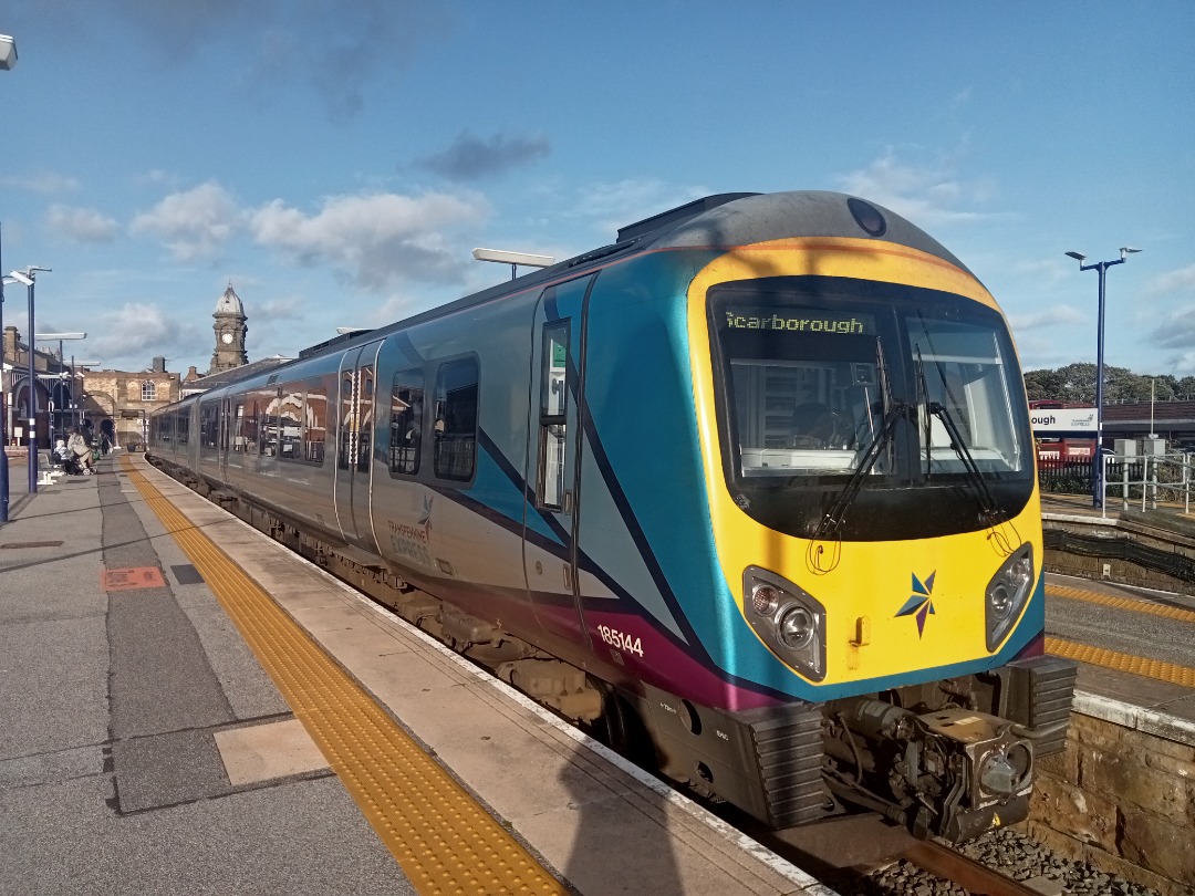 LucasTrains on Train Siding: Class #185144 at Scarborough platform 2, the unit was supposed to run the 16:48 Scarborough - Manchester Piccadilly but due to a
platform...