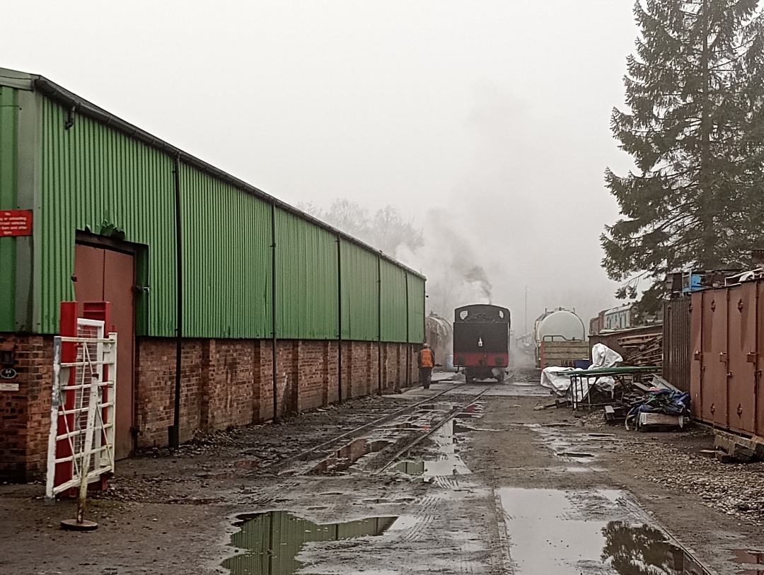 Hardley Distant on Train Siding: HERITAGE: Ahead of my Shift today as Travelling Ticket Inspector, the Loco for the day Austerity 68067 stands in a foggy
Llangollen...