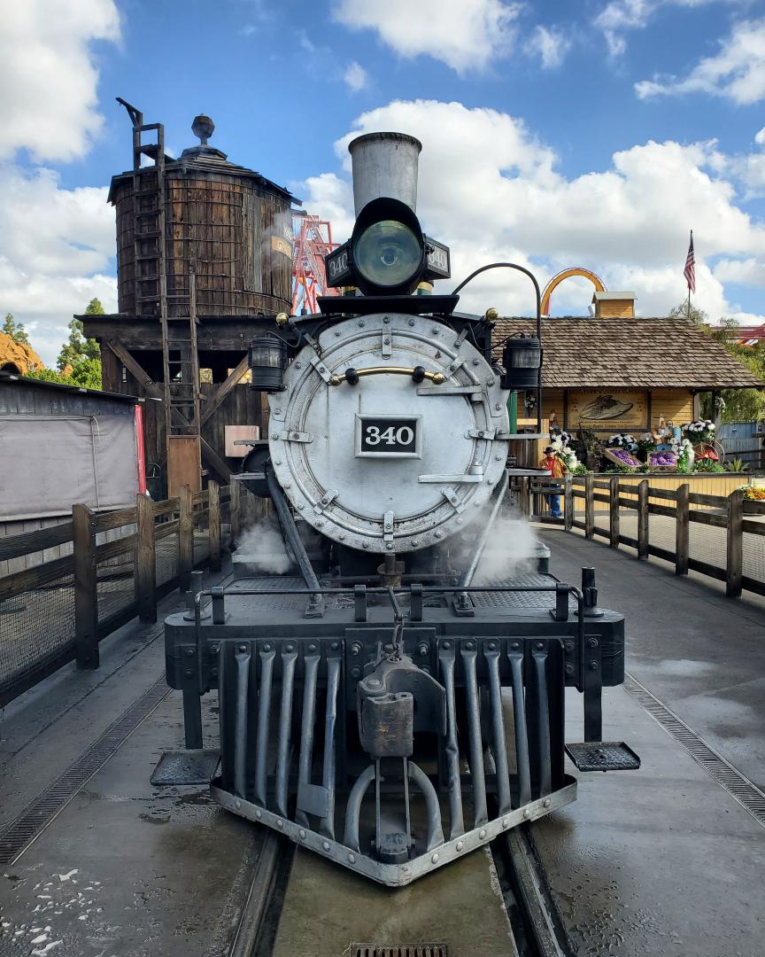 James on Train Siding: Built in 1881 by Baldwin Locomotive Works, this "consolidation" type steam locomotive worked in Colorado for the Denver and Rio
Grande Western....