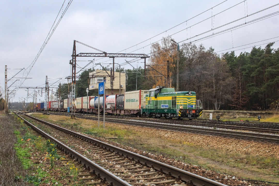 mateu1333 on Train Siding: FabLok SM42-003 of Metrans with intermodal train in Gądki. The locomotive is the oldest working copy of this series and has a
historic PKP...