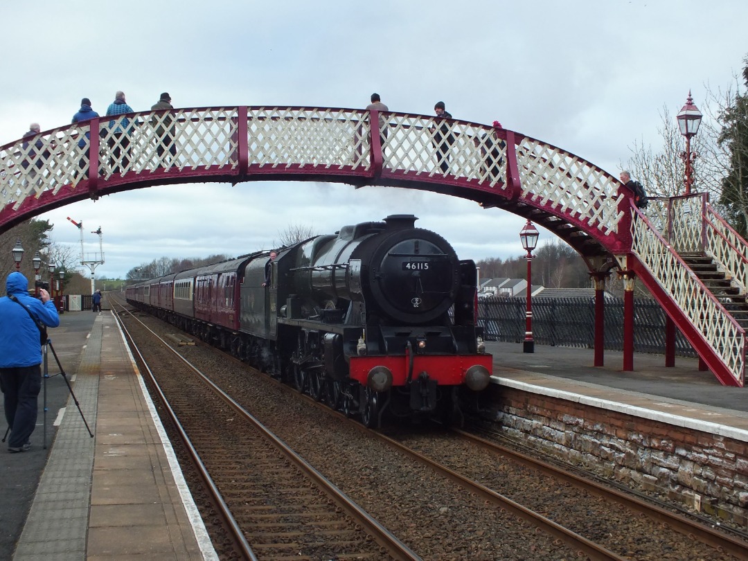 Cumbrian Trainspotter on Train Siding: WCR steam loco #46115 "Scots Guardsman" calling at Appleby yesterday to take on water working 1A87 1423
Carlisle to London...