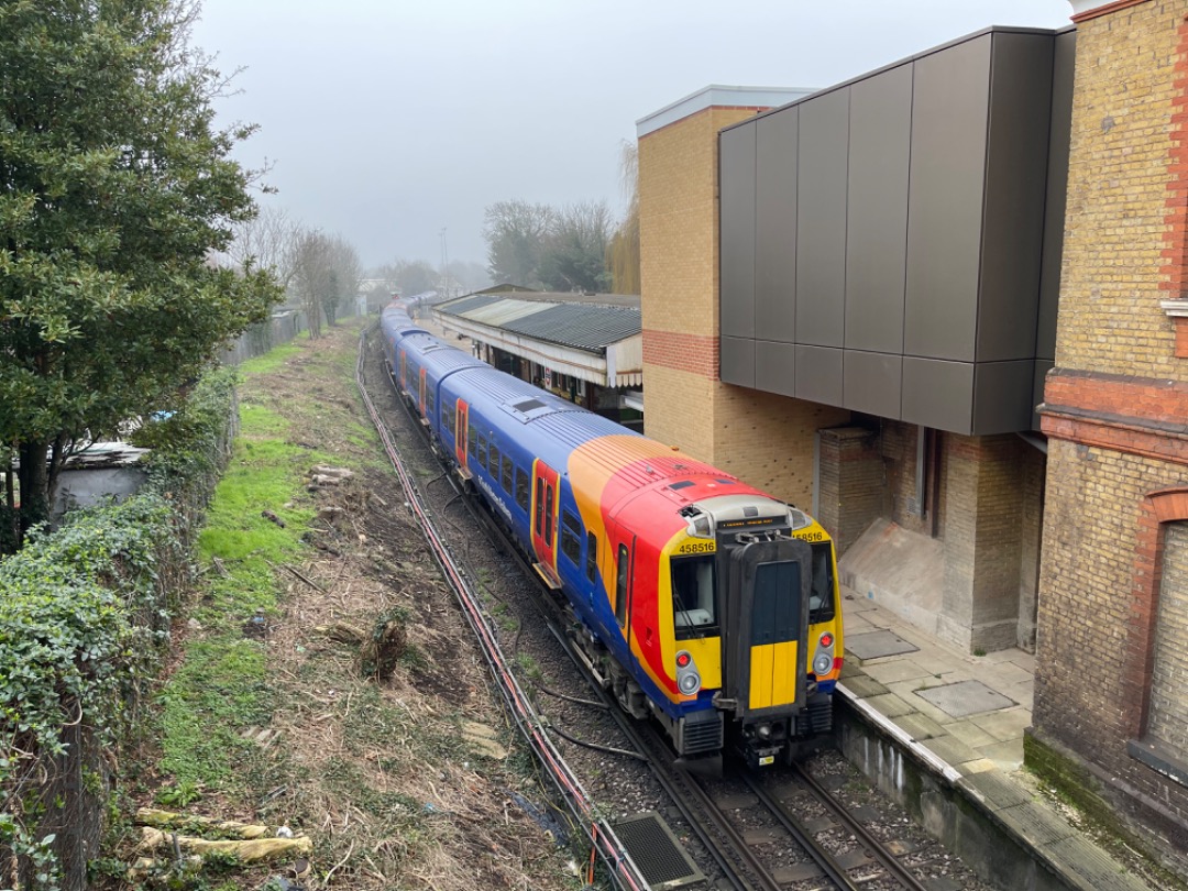 Rob Milner on Train Siding: Class 458/5 8516 is the rear unit of an empty stock working through Wimbledon Park on the District Line.