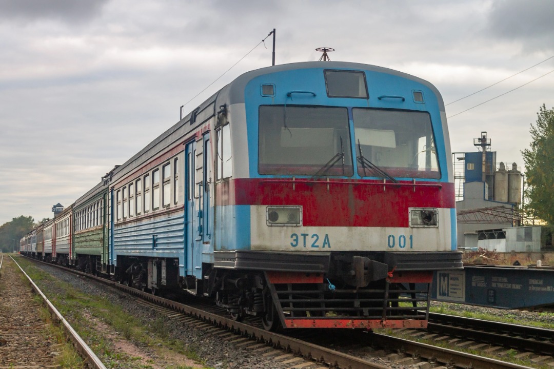 Vladislav on Train Siding: experimental and Russia's first asynchronous electric train ET2A-001 at the St. Petersburg Freight Baltic station. the electric
train has...