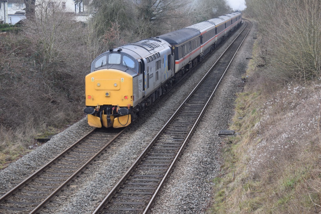 Hardley Distant on Train Siding: CURRENT: 70000 'Britannia' (Front - 1st Photo) and 37688 'Great Rocks' (Rear - 2nd Photo) pass Rhosymedre
near Ruabon today on the...