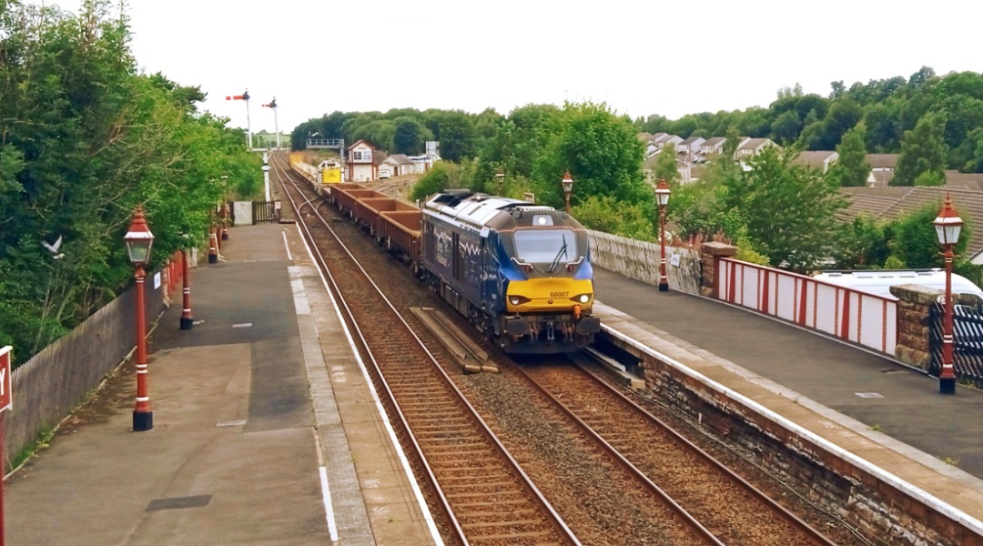 Whistlestopper on Train Siding: This afternoon DRS Class 68/0 No. #68007 is captured passing Appleby working the Carlisle to Crewe engineers service.