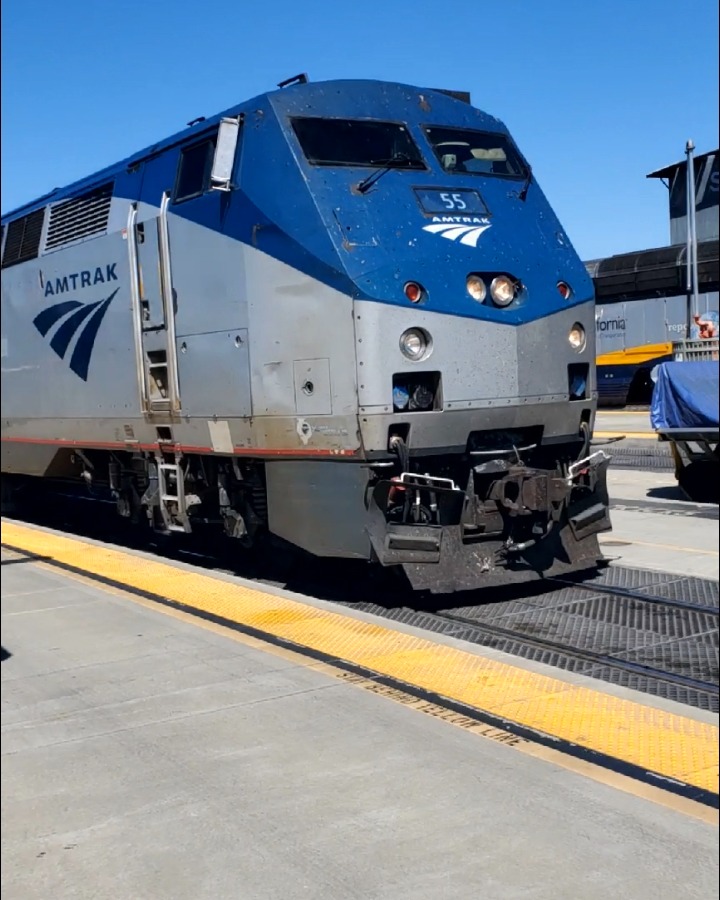 Stanswitek on Train Siding: AMTK P42DC #55, which had #184 and #60 (P42DC) at the tail end. Also AMTK F59PHI #2003, seen July 20th, 2022 at the Sacramento
Valley Rail...