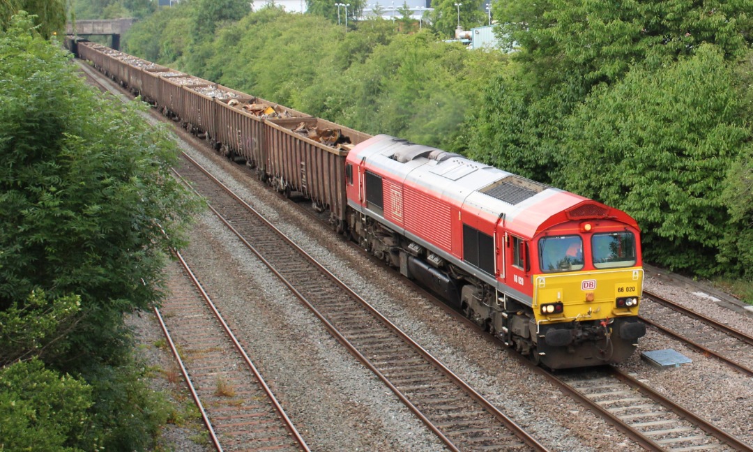 Jamie Armstrong on Train Siding: 66020 Working 6V81 Masborough Freight Depot - Cardiff Tidal Seen Passing SunnyHill Loop , Derby