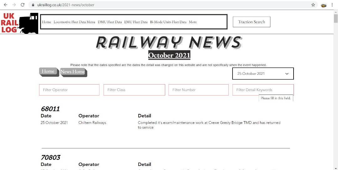 UK Rail Log on Train Siding: Monday's stock update is now available in Railway News & today includes news of Cl.315's heading to their final
destination, more Cl....