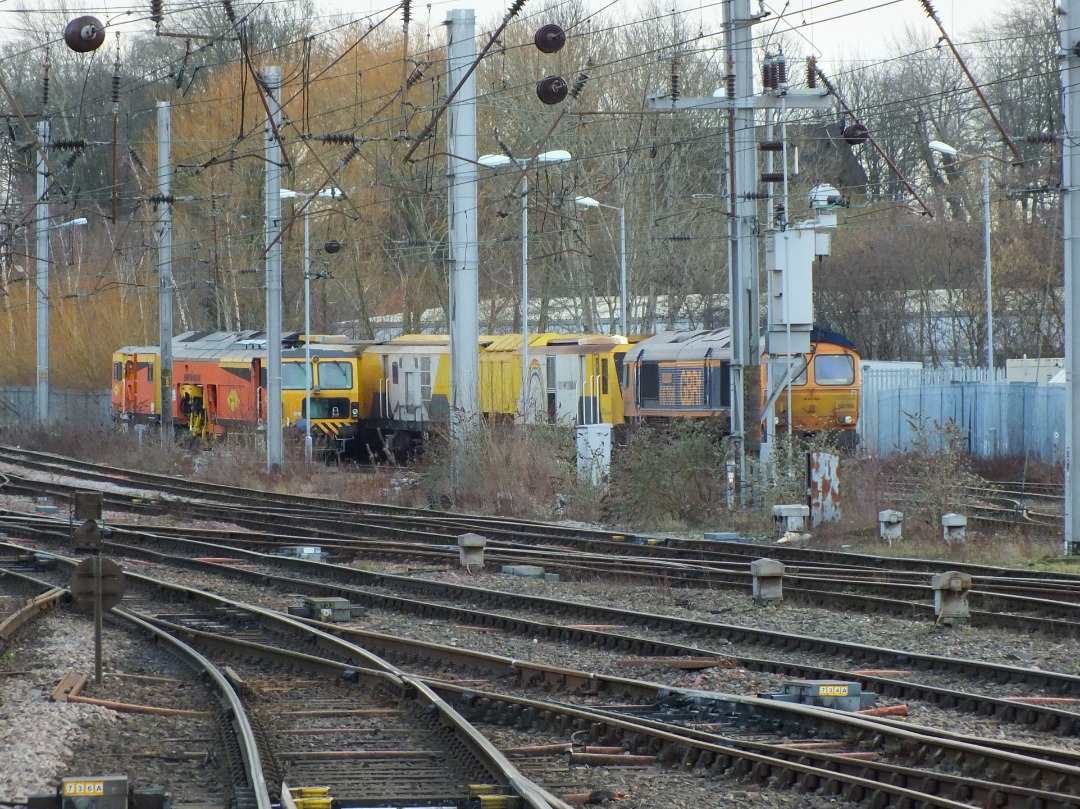 Cumbrian Trainspotter on Train Siding: A view of Carlisle High Wapping Sidings yesterday featuring Colas Rail Tamper #DR73942 aswell as GBRF class 66/7 No.
66766 "Gail...