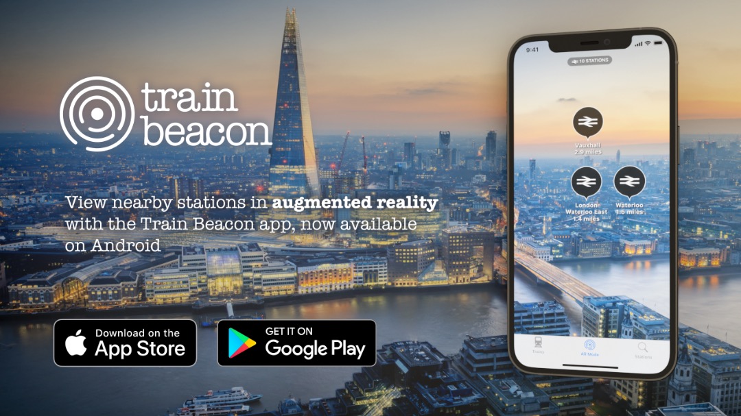 Train Beacon on Train Siding: View nearby Great Britain railway stations in augmented reality with the Train Beacon app, now available on Android