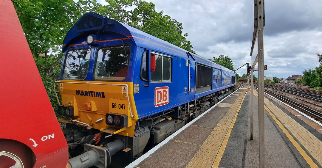 Jack Jack Productions on Train Siding: 66 047 Maritime Intermodal Two sat at Raynes Park will awaiting an onward path to Cliffe Brett