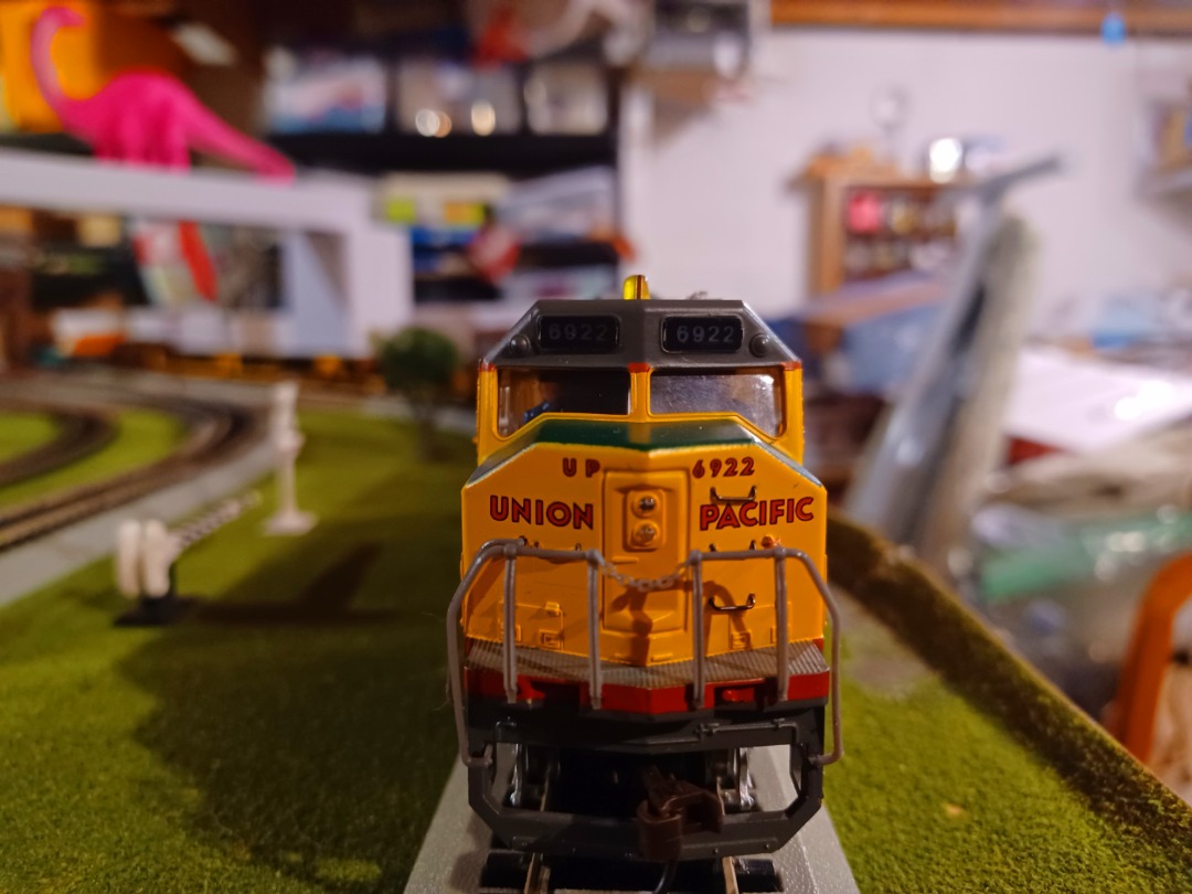 Nathan on Train Siding: My UP DD40AX #6922. I had to send it back to Bachmann to get the trucks replaced. I believe it's the biggest engine in my
collection.