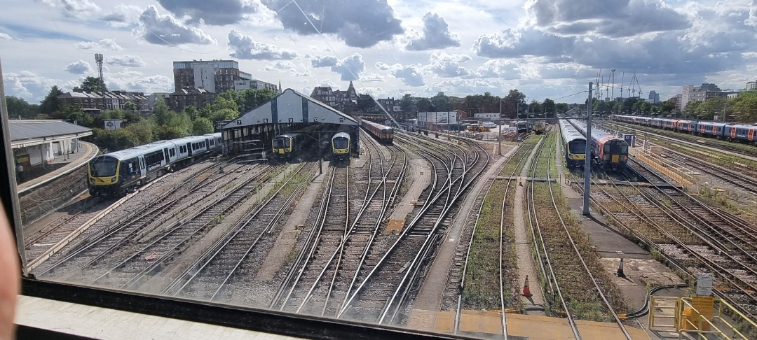 Dominic Morgan on Train Siding: Clapham Junction Sidings Featuring 3 Class 701s (701 025, 701 037, 701 047) Class 450 (450 035), and Classes 455 and 458.