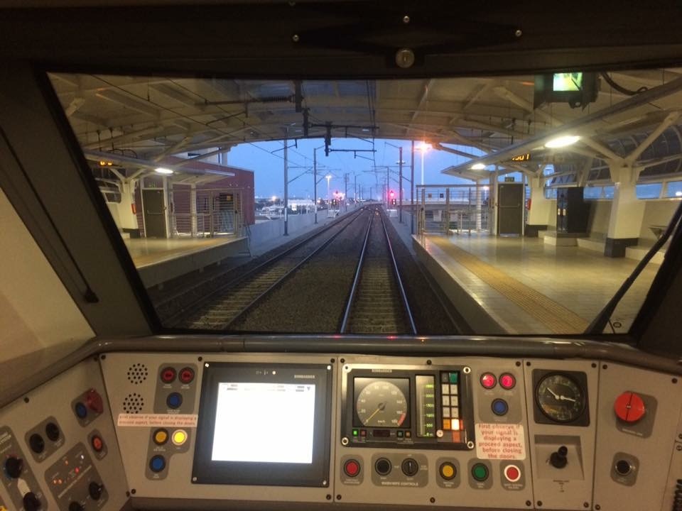 jadewilson on Train Siding: View from the cab of the Gautrain while awaiting departure time at O. R. Tambo International Airport.