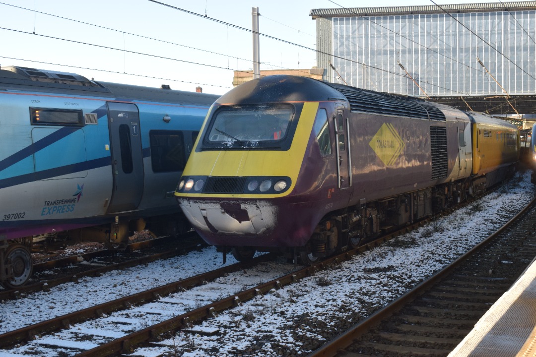 Hardley Distant on Train Siding: CURRENT: 43274 is seen stabled on of the centre through roads at Carlisle Station yesterday with the 1Q13 09:45 Thornaby to
York...