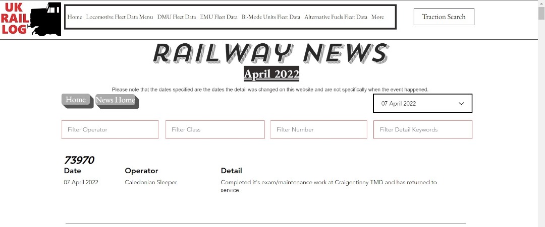 UK Rail Log on Train Siding: Today's stock update is now available in Railway News & includes updates of Class 315's heading to scrap, new colours
for a Class 150 and...