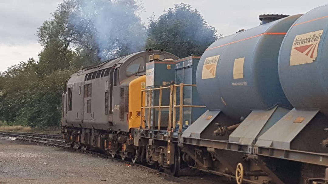 George on Train Siding: Direct Rail Services Class 37 422 (pre-named) at Stowmarket DRS Sidings ready for an RHTT services. This was during the Autumn Season in
2020!