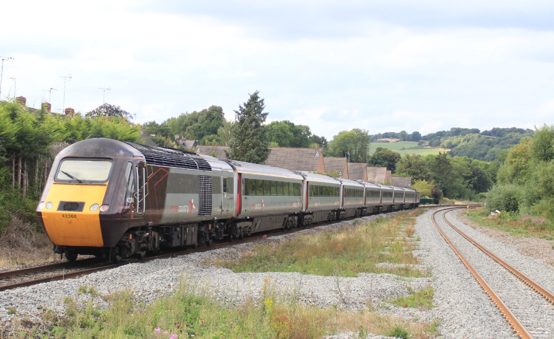 Jamie Armstrong on Train Siding: 43366 with 43208 leading working 1S51 1227 Plymouth to Edinburgh. Seen passing Duffield Railway Station (23/08/22)