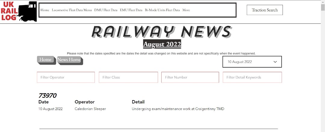 UK Rail Log on Train Siding: Todays stock update is now available in Railway News including news of new colours for a couple of locos, the end of the line for
another...