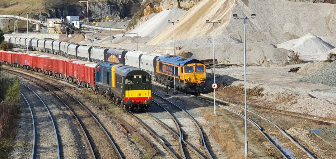 S160Class20Fan on Train Siding: Class 20s No. 20007 & 20205 are seen with GBRf Charity Railtours Class 66 No. 66782 at Peak Forest!