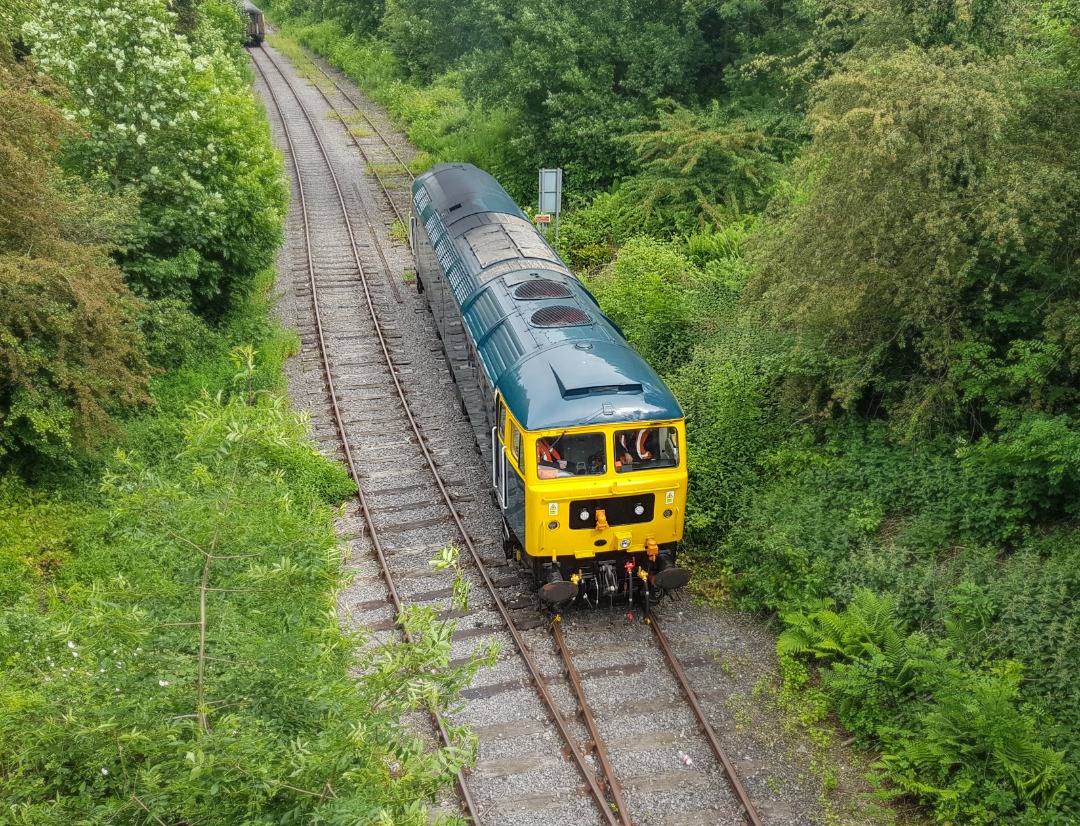 Josh Armstrong on Train Siding: GBRf 47727 in ex Caledonian sleeper livery at Bishop Auckland during 2018, working a stock move