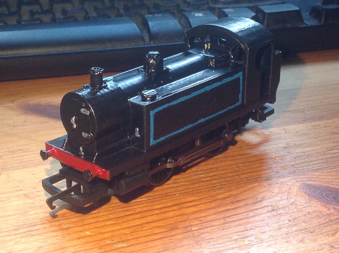 Hadren Railway on Train Siding: No.2, now done up in NCR lined black after a day and a half of priming, painting and lining.