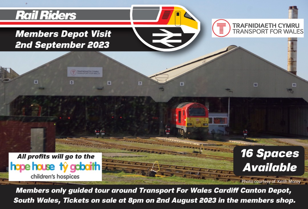 Rail Riders on Train Siding: We will be having a members only visit to the TRansport for Wales's Cardiff Canton depot in September. full details are on
this link...