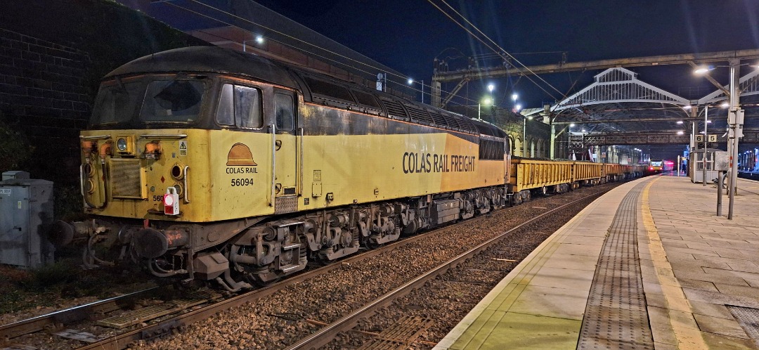 Guard_Amos on Train Siding: 56094 is seen at Preston attached the rear of 6C90 1801 Carlisle N.Y-Lostock Hall departmental working on 24th November 2023. An...