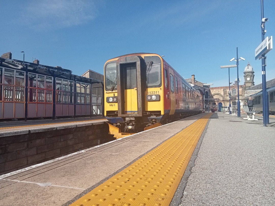 LucasTrains on Train Siding: Class #153311 running from Wakefield Prison Sidings to Malton stationed at Scarborough preparing to reverse and continue its
journey with...