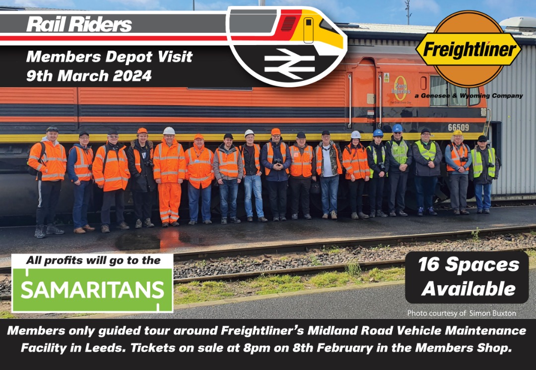 Rail Riders on Train Siding: Don't forget the tickets for our visit to Leeds Midland Road depot go on sale today at 8pm in the members shop part of our
website.