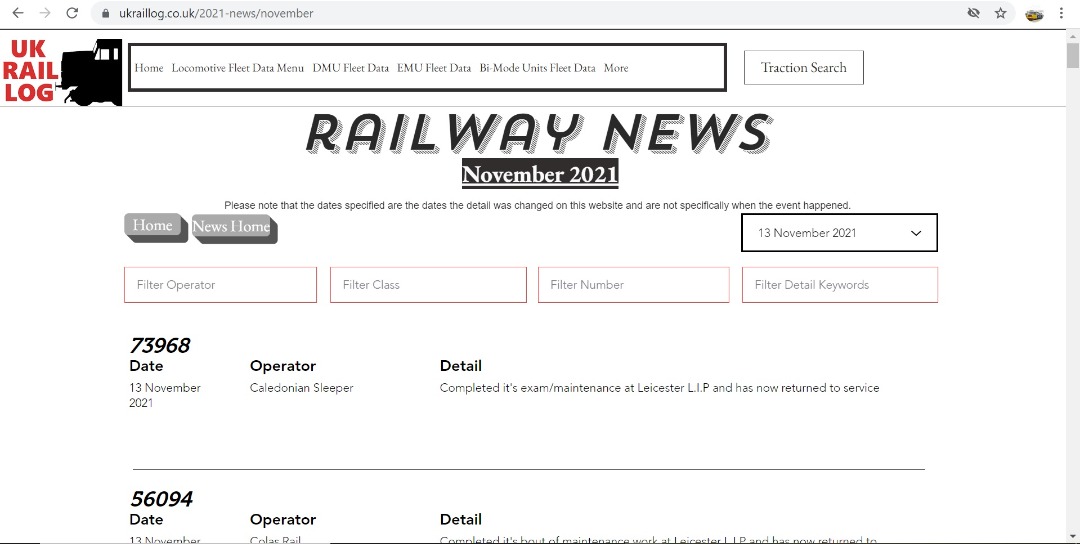 UK Rail Log on Train Siding: Today's stock update is now available in Railway News and includes the return of the Cl.360 as well as more Cl. 196 movements