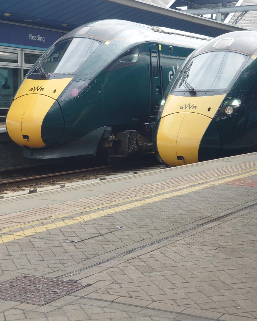 Alex Skinner on Train Siding: 1W01 (Right) arrives into Platform 9B as it works a Paddington to Hereford service whilst sister IET 1A10 works a
Weston-Super-Mare to...