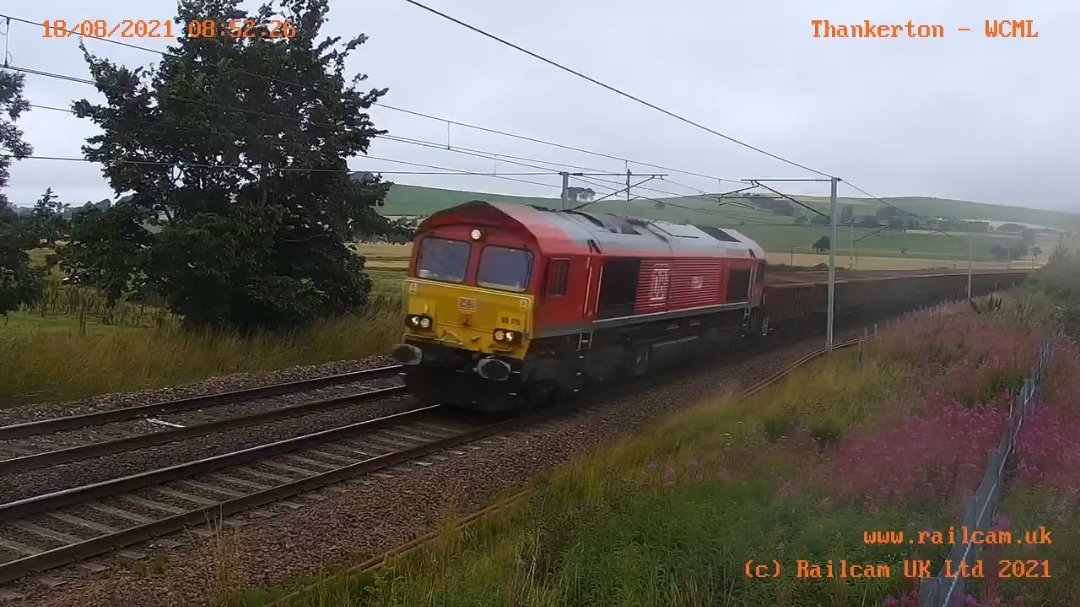 Rail Riders on Train Siding: 66175 Rail Riders Express passing @RAILCAMUK Thankerton camera while working 6M51 the 06:24 Millerhill to Carlisle New Yard spoil
train...