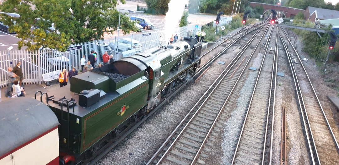 andrew1308 on Train Siding: Here are 3 photo's taken today 10/09/2020 of 34046 Braunton on The Sussex Belle.. Arriving at Paddock Wood station for a water
stop before...