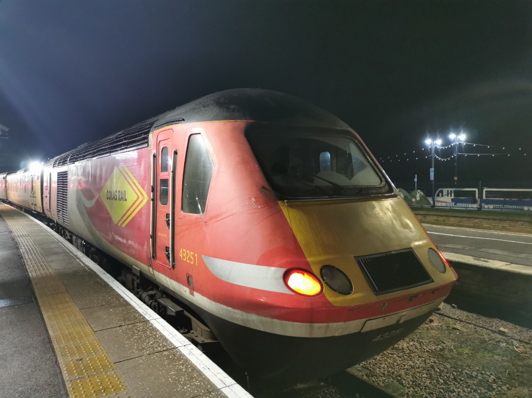 Rail Ale Adventures on Train Siding: HST 43251 on the rear end of Derby to Doncaster via Cleethorpes, Sheffield and Grimsby Town, test train on Thursday 13
January.