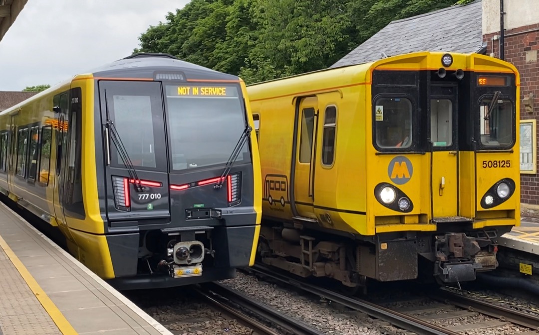 Ross McCall on Train Siding: Managed to get a great clash of Old vs New at Hightown Station tonight. Here is 777010 and 508125.