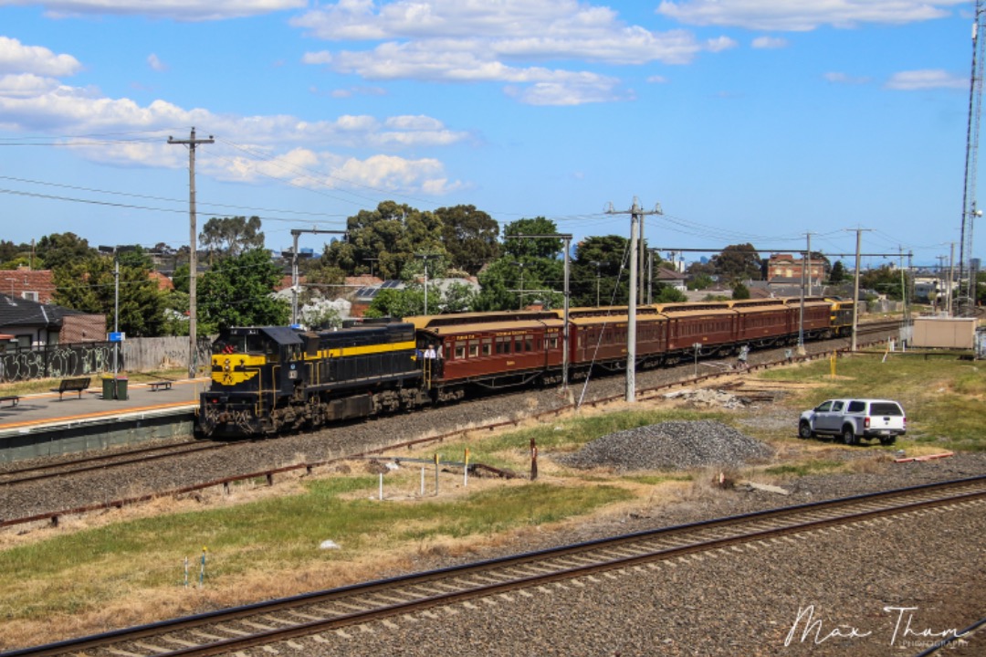 Max Thum on Train Siding: X31 hauls a rake of wooden carriages bound for Seymour on the Goulburn Valley Limited. After a successful day along the rails.