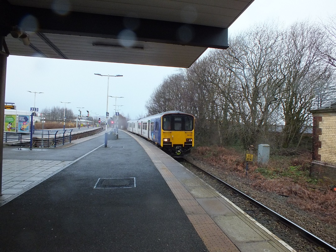 Cumbrian Trainspotter on Train Siding: Northern class 150/1 No. #150101 calling at Blackburn yesterday working 2N14 0924 Preston to Colne.