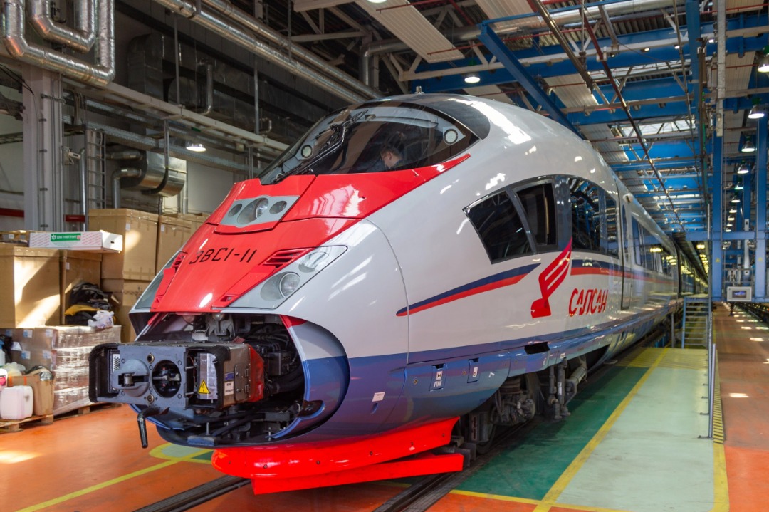 Vladislav on Train Siding: The high-speed electric train EVS1-11 "Sapsan" is undergoing maintenance at the Metallostroy depot of the North-Western
Directorate of...
