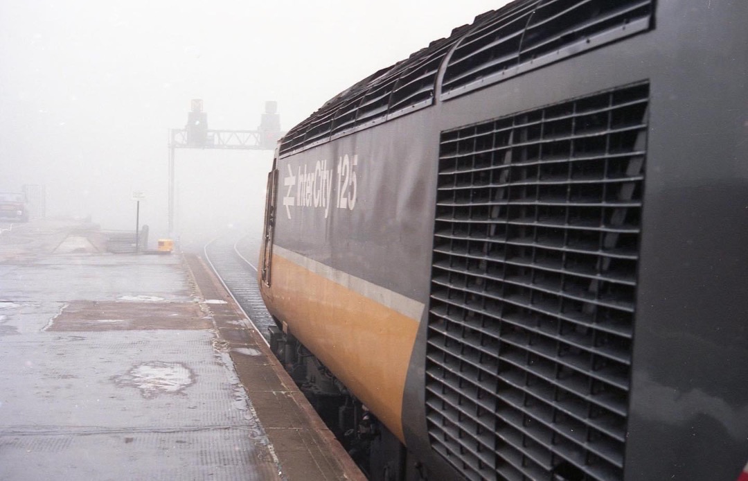 Inter City Railway Society on Train Siding: Class 43 gets the green light at Derby and prepares to go into the fog in 1987.