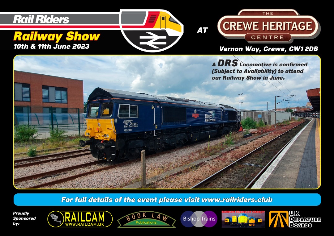Rail Riders on Train Siding: Only 7 days to go to our first Railway Show at the Crewe Heritage Centre on the 10th & 11th June.
