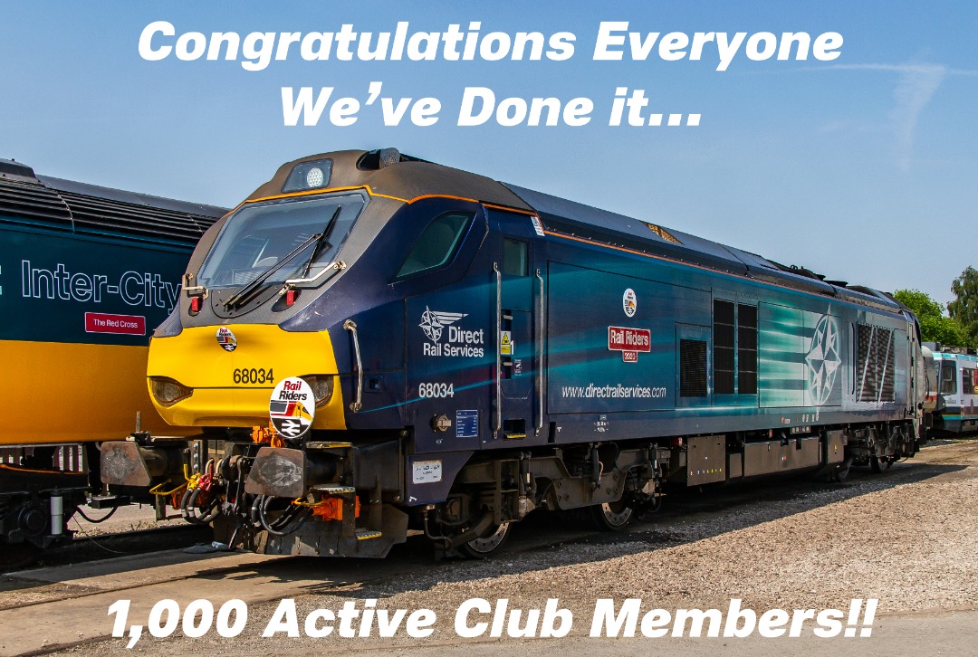 Rail Riders on Train Siding: Congratulations to all our members, we have hit the 1000 active club members. Well done everyone.